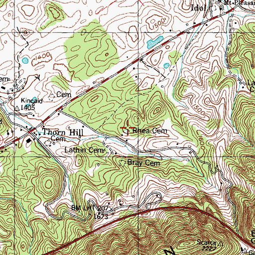 Topographic Map of Rhea Cemetery, TN