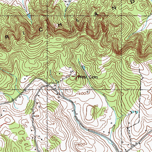 Topographic Map of West Cemetery, TN