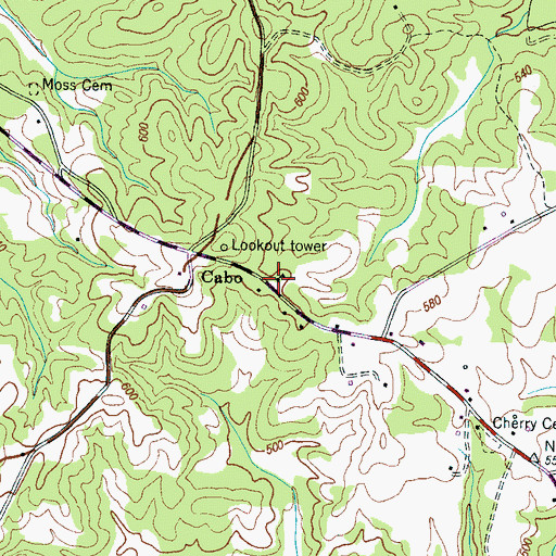 Topographic Map of Cabo School (historical), TN