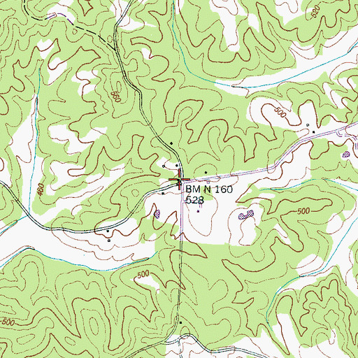 Topographic Map of Cash School (historical), TN