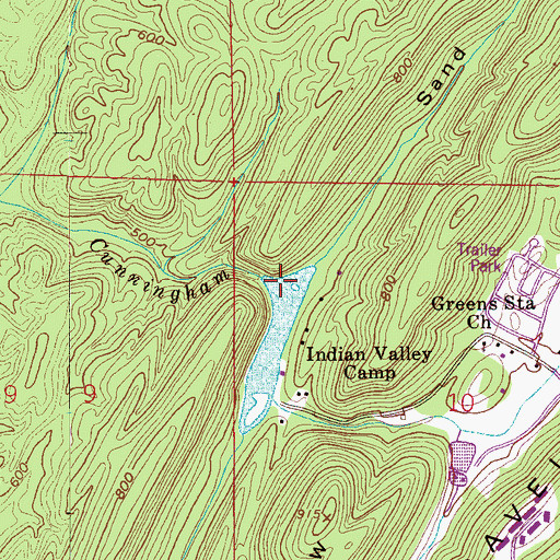 Topographic Map of Indian Valley Camp Lake Dam, AL