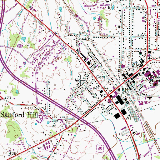 Topographic Map of Cool Springs Baptist Church, TN