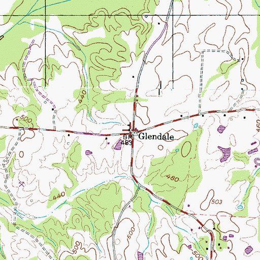 Topographic Map of Glendale School (historical), TN