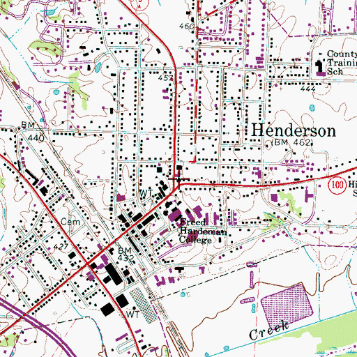Topographic Map of Henderson Church of Christ, TN