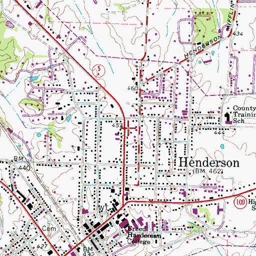 Topographic Map of Henderson Clinic, TN