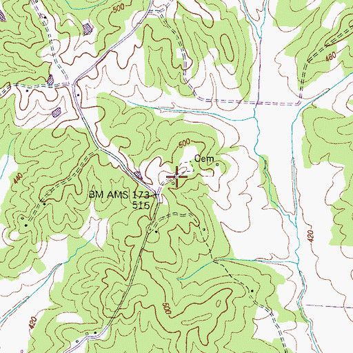 Topographic Map of Johnson Church (historical), TN