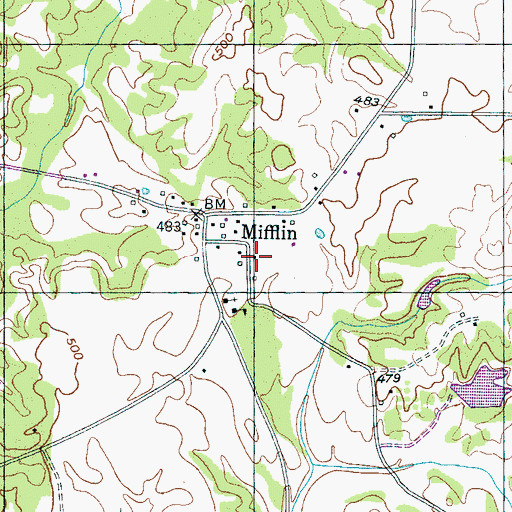 Topographic Map of Mifflin Memorial Park, TN