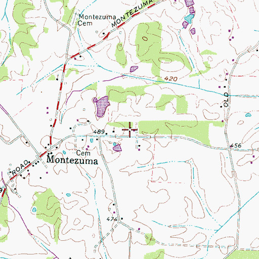 Topographic Map of Montezuma School (historical), TN