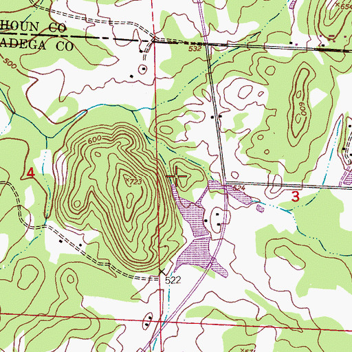 Topographic Map of Steed Dam, AL