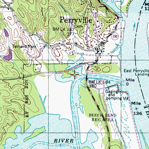 Topographic Map of Beech River Landing, TN