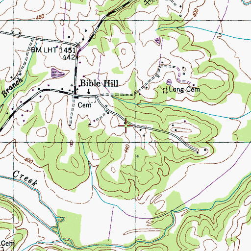 Topographic Map of Bible Hill Church (historical), TN