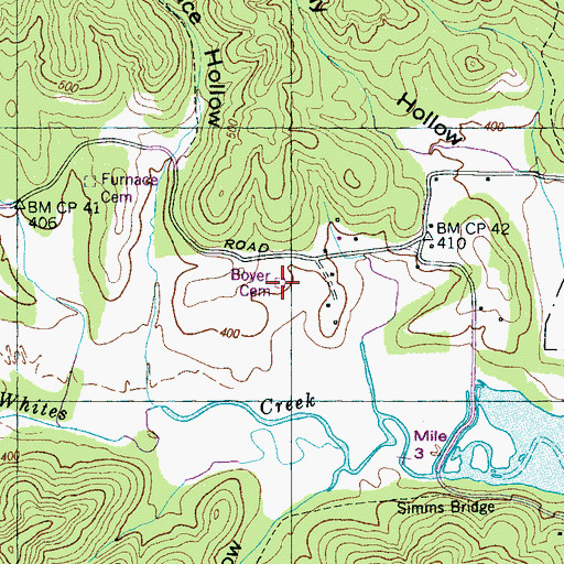 Topographic Map of Boyer Cemetery, TN