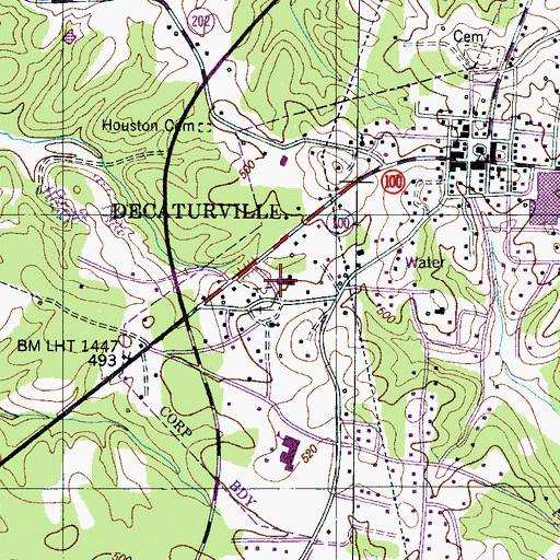 Topographic Map of Decatur County Training School (historical), TN