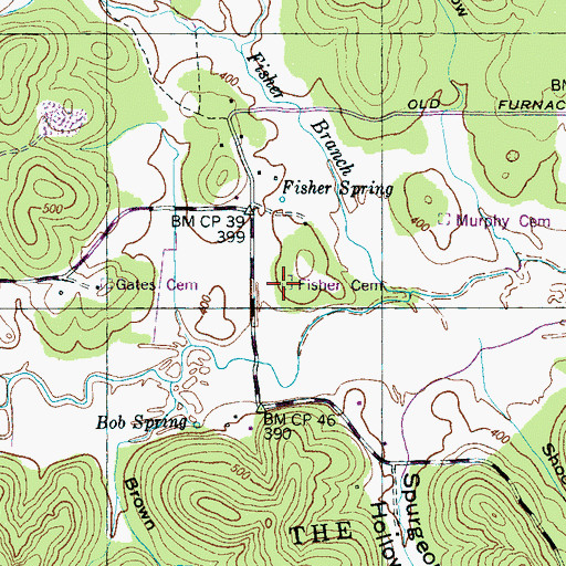 Topographic Map of Fisher Cemetery, TN