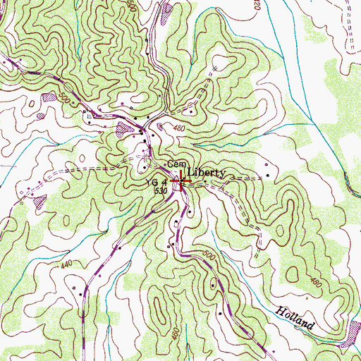 Topographic Map of Liberty Church, TN