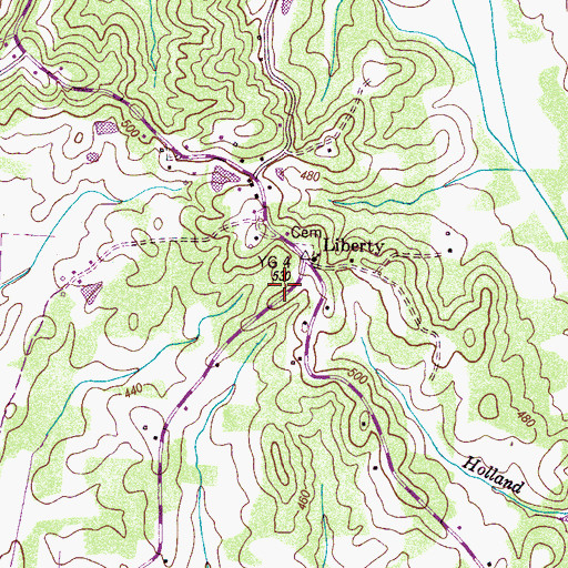 Topographic Map of Liberty School (historical), TN