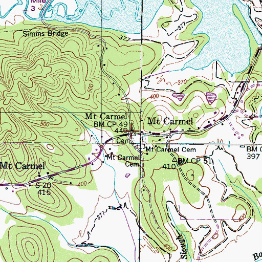 Topographic Map of Mount Carmel Church, TN