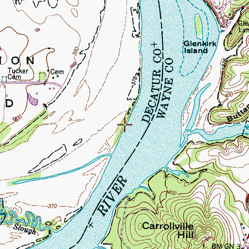 Topographic Map of Penny Slough Landing, TN