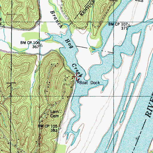 Topographic Map of Ponderosa Dock, TN