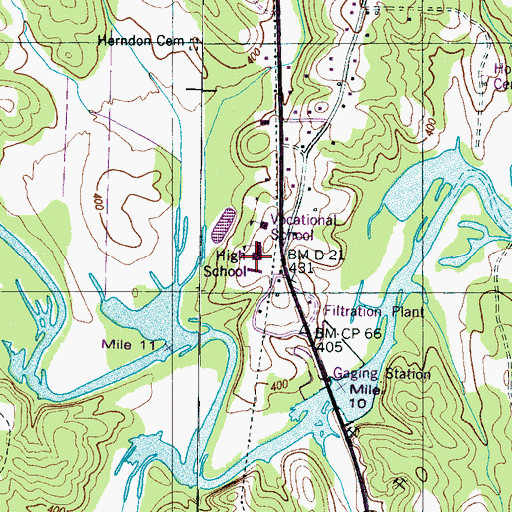 Topographic Map of Riverside High School, TN