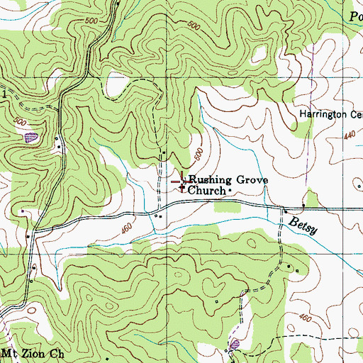 Topographic Map of Rushing Cemetery, TN