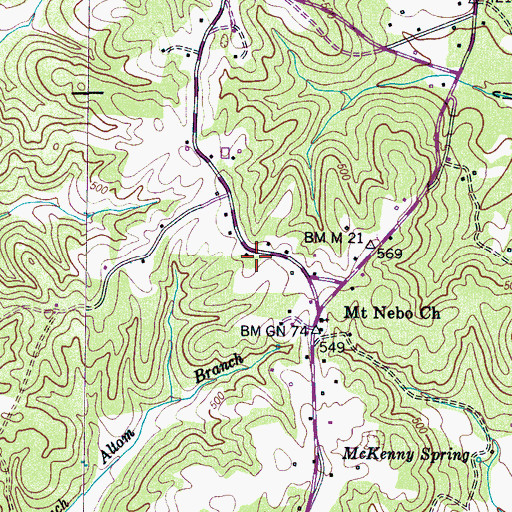 Topographic Map of Sparks Chapel School (historical), TN