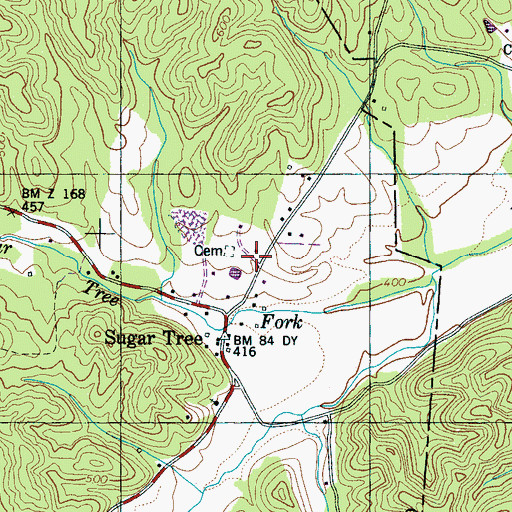 Topographic Map of Sugar Tree School (historical), TN