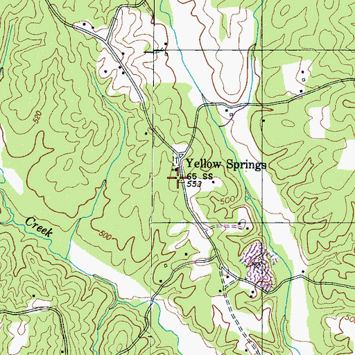 Topographic Map of Yellow Springs School (historical), TN