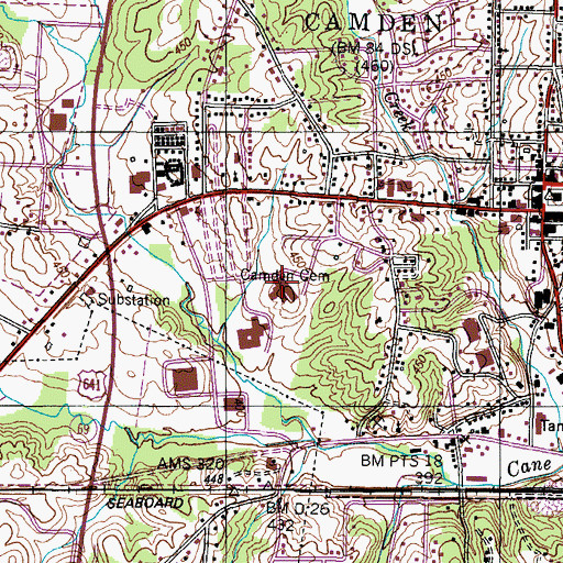 Topographic Map of Camden General Hospital, TN