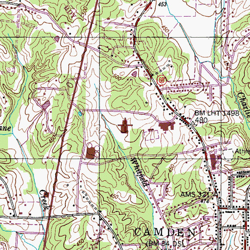 Topographic Map of Benton County Career and Technical Center, TN