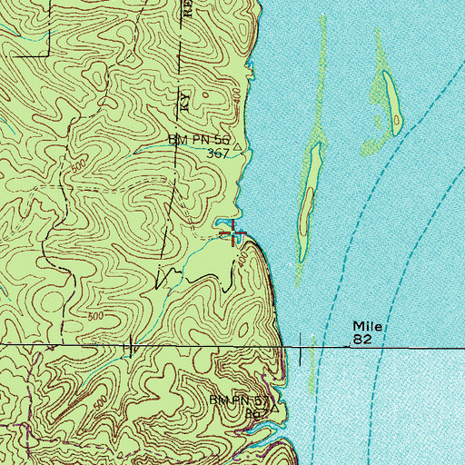 Topographic Map of Big Sandy Dock Number Two, TN