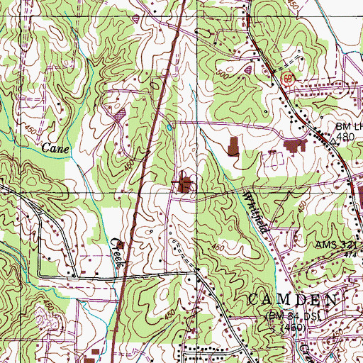 Topographic Map of Briarwood Middle School, TN