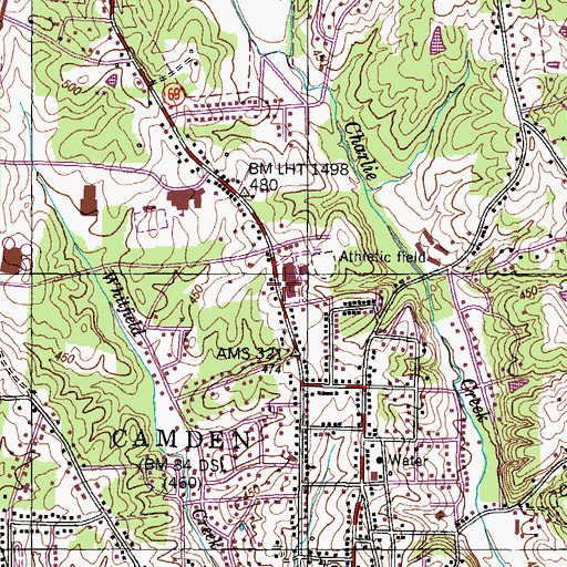Topographic Map of Camden Elementary School, TN