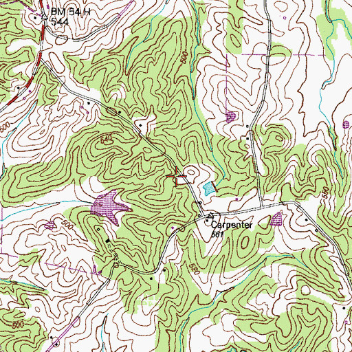 Topographic Map of Carpenter School (historical), TN