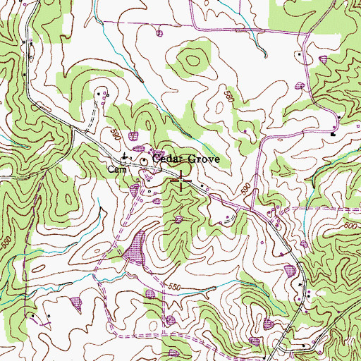 Topographic Map of Cedar Grove School (historical), TN