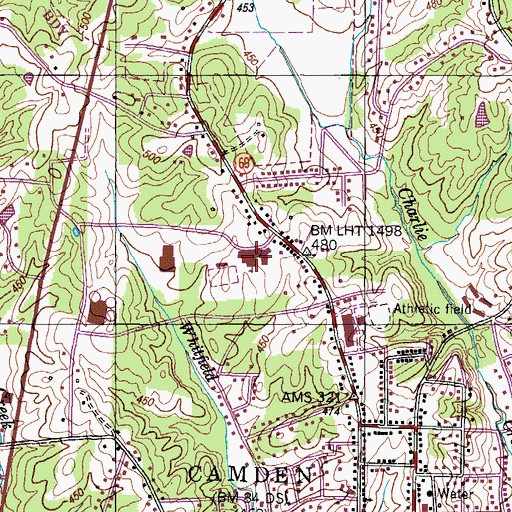 Topographic Map of Central High School, TN