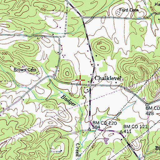 Topographic Map of Chalk Level School (historical), TN