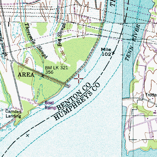 Topographic Map of Crockets Landing (historical), TN