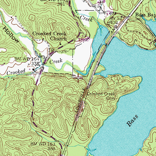 Topographic Map of Crooked Creek School (historical), TN