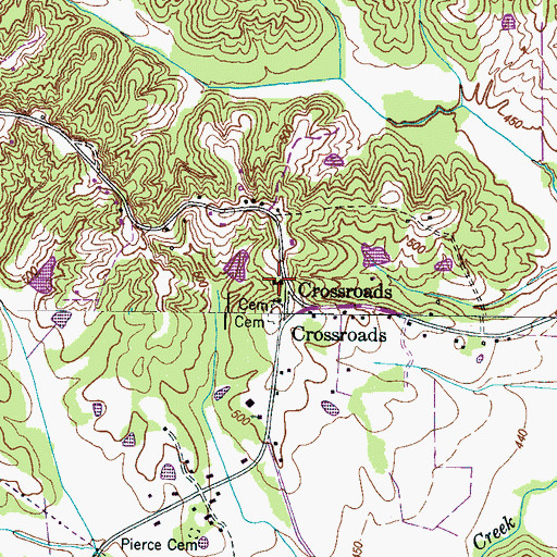 Topographic Map of Cross Roads School (historical), TN