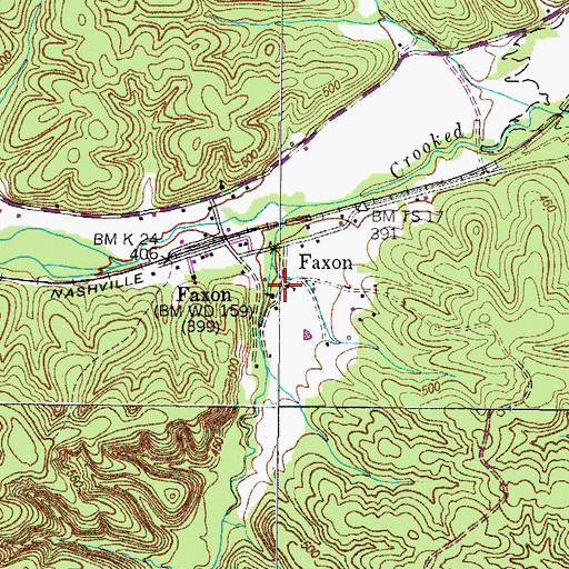 Topographic Map of Faxon School (historical), TN