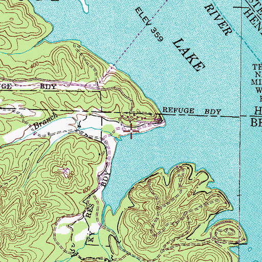 Topographic Map of Grannys Branch Dock, TN