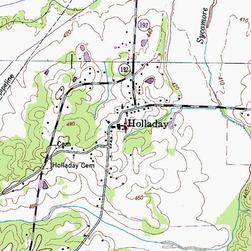 Topographic Map of Holladay Elementary School, TN