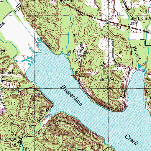 Topographic Map of Lake View Camp, TN