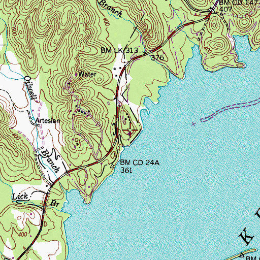 Topographic Map of Lakeside Methodist Camp, TN