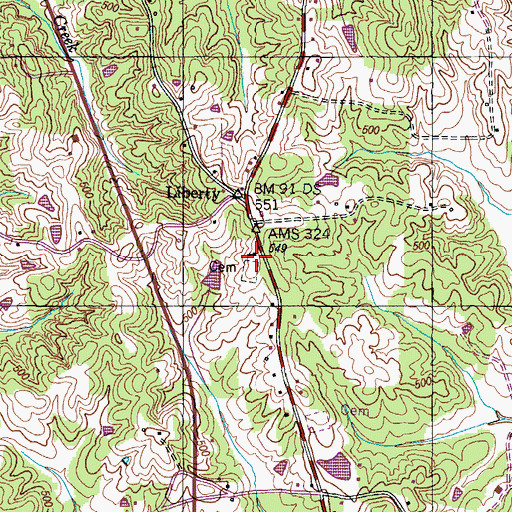 Topographic Map of Liberty Methodist Church, TN
