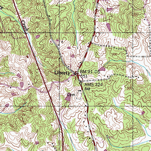 Topographic Map of Liberty School (historical), TN