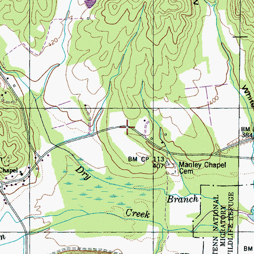 Topographic Map of Manley Chapel (historical), TN