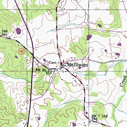 Topographic Map of McIllwain School (historical), TN