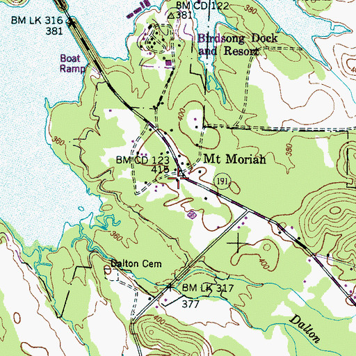 Topographic Map of Mount Moriah School (historical), TN